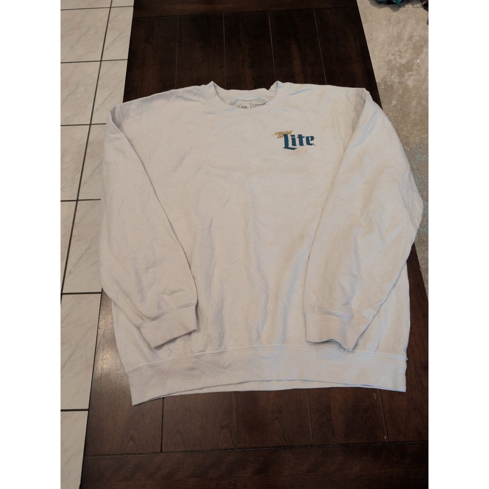 Miller Lite Life Frat Beer Lager White Sweatshirt Size Men's Large